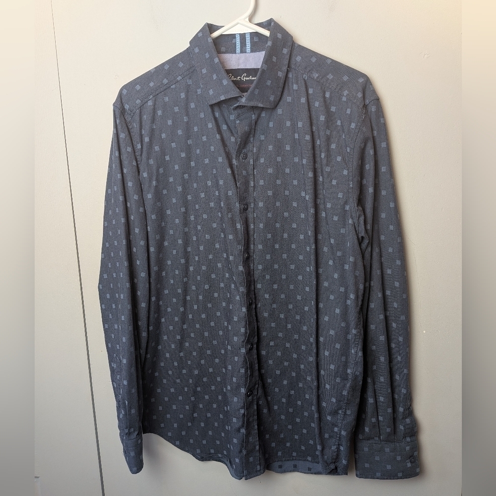ROBERT GRAHAM Men Casual Button Down Shirt Size XL Tailored Fit Blue Color